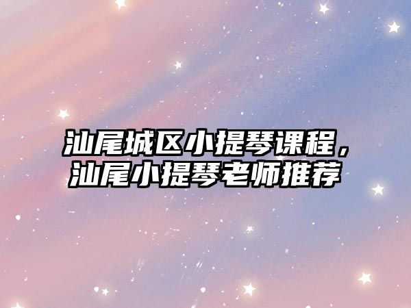 汕尾城區小提琴課程，汕尾小提琴老師推薦