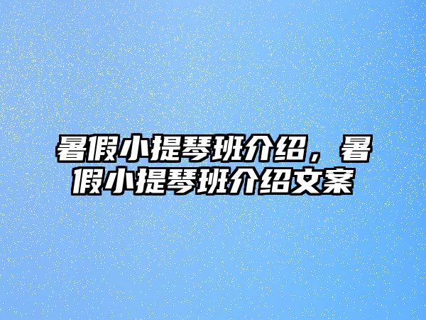 暑假小提琴班介紹，暑假小提琴班介紹文案