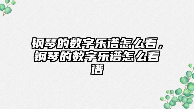 鋼琴的數字樂譜怎么看，鋼琴的數字樂譜怎么看譜