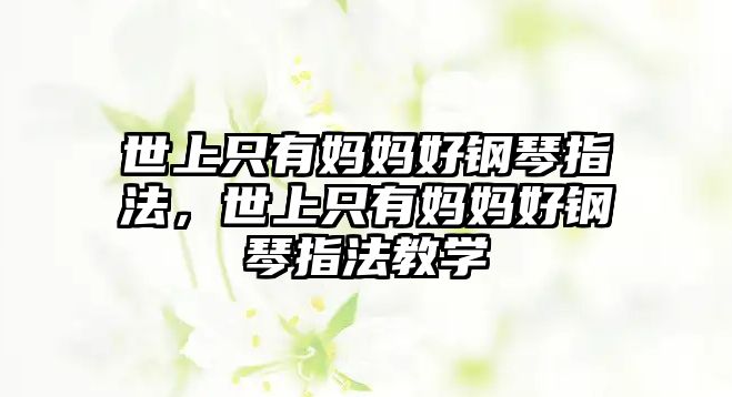 世上只有媽媽好鋼琴指法，世上只有媽媽好鋼琴指法教學