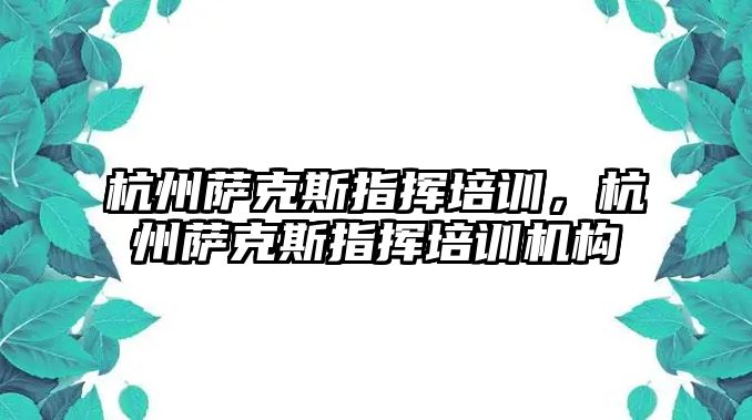 杭州薩克斯指揮培訓(xùn)，杭州薩克斯指揮培訓(xùn)機(jī)構(gòu)