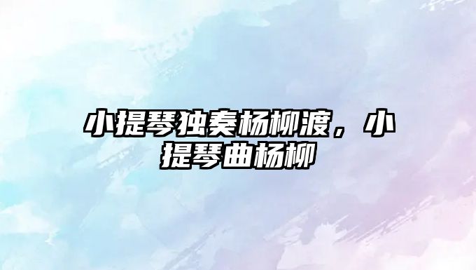 小提琴獨奏楊柳渡，小提琴曲楊柳