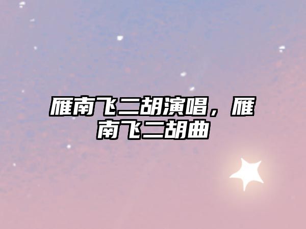 雁南飛二胡演唱，雁南飛二胡曲