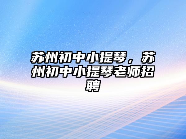 蘇州初中小提琴，蘇州初中小提琴老師招聘