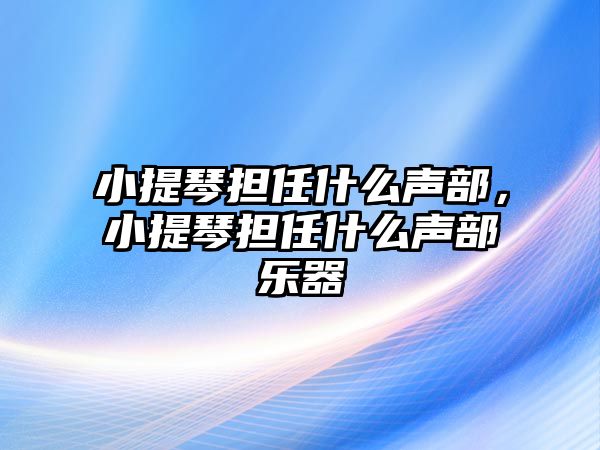 小提琴擔任什么聲部，小提琴擔任什么聲部樂器