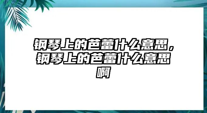 鋼琴上的芭蕾什么意思，鋼琴上的芭蕾什么意思啊