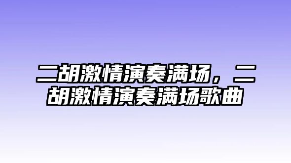 二胡激情演奏滿場，二胡激情演奏滿場歌曲