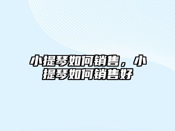 小提琴如何銷售，小提琴如何銷售好