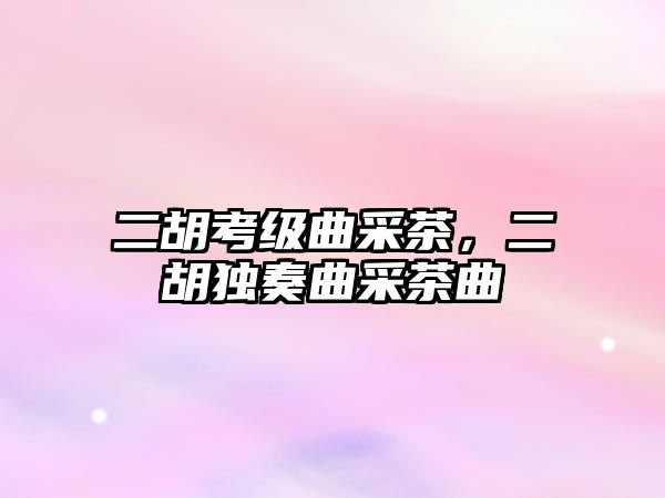 二胡考級曲采茶，二胡獨奏曲采茶曲