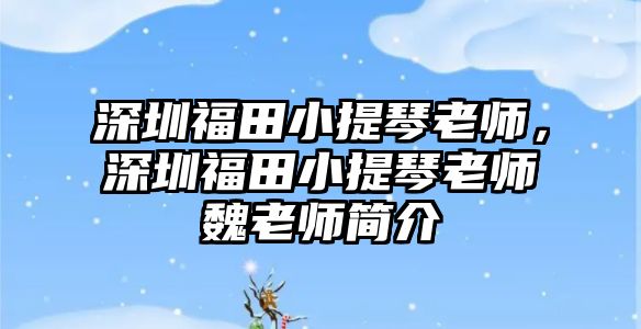 深圳福田小提琴老師，深圳福田小提琴老師魏老師簡介