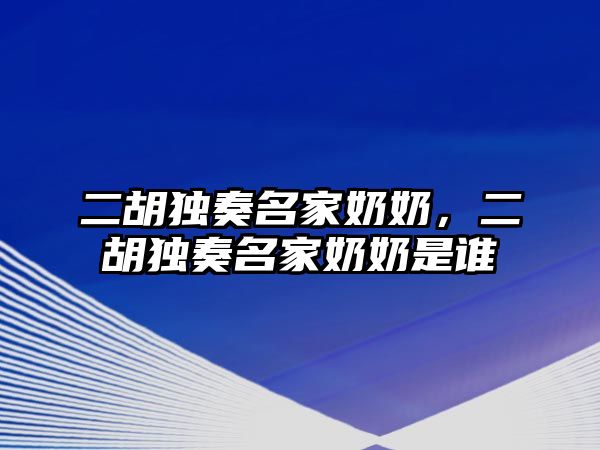 二胡獨奏名家奶奶，二胡獨奏名家奶奶是誰