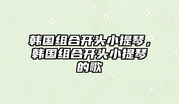 韓國組合開頭小提琴，韓國組合開頭小提琴的歌