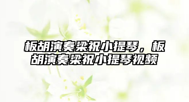 板胡演奏梁祝小提琴，板胡演奏梁祝小提琴視頻