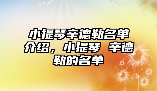 小提琴辛德勒名單介紹，小提琴 辛德勒的名單