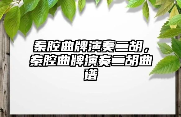 秦腔曲牌演奏二胡，秦腔曲牌演奏二胡曲譜