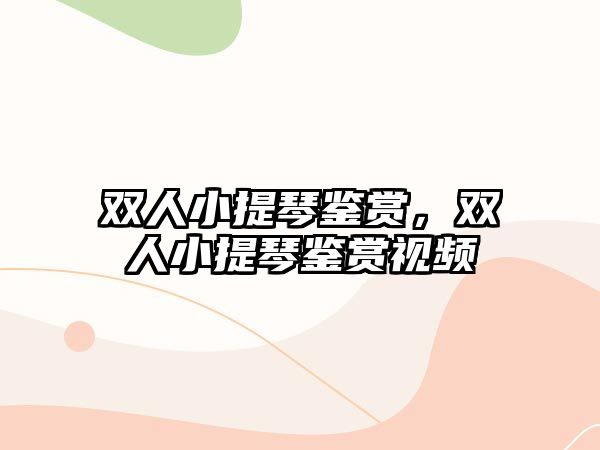 雙人小提琴鑒賞，雙人小提琴鑒賞視頻