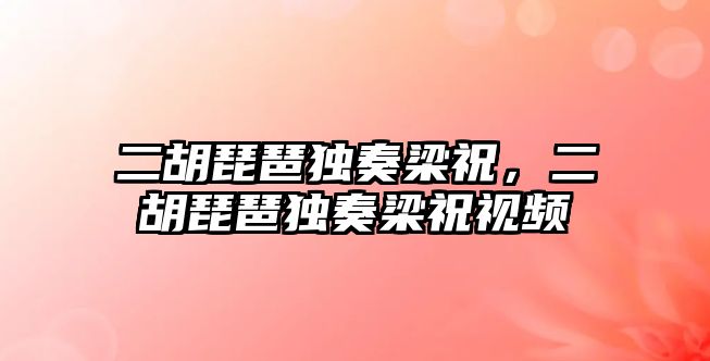 二胡琵琶獨奏梁祝，二胡琵琶獨奏梁祝視頻