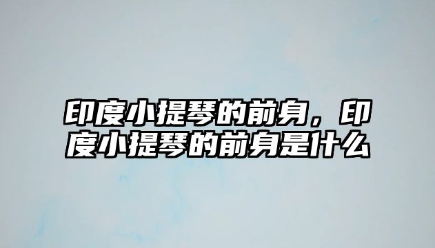 印度小提琴的前身，印度小提琴的前身是什么