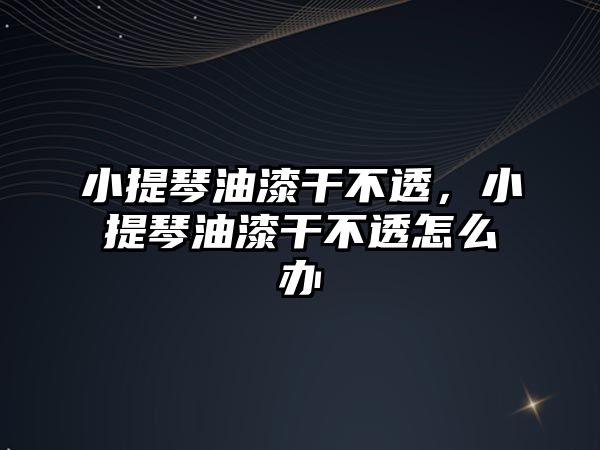 小提琴油漆干不透，小提琴油漆干不透怎么辦