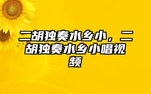 二胡獨奏水鄉小，二胡獨奏水鄉小唱視頻