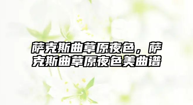 薩克斯曲草原夜色，薩克斯曲草原夜色美曲譜