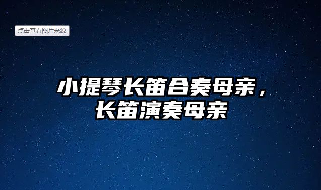 小提琴長笛合奏母親，長笛演奏母親