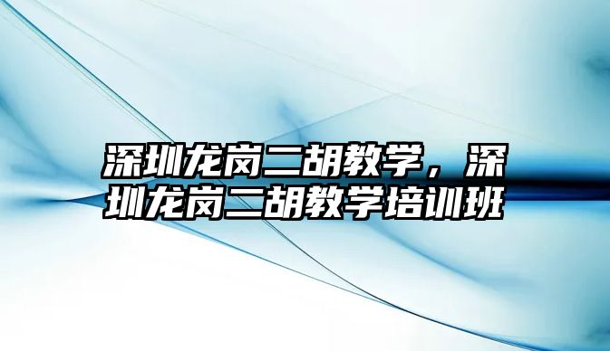 深圳龍崗二胡教學，深圳龍崗二胡教學培訓班