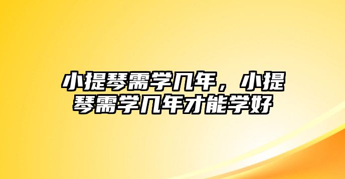 小提琴需學幾年，小提琴需學幾年才能學好