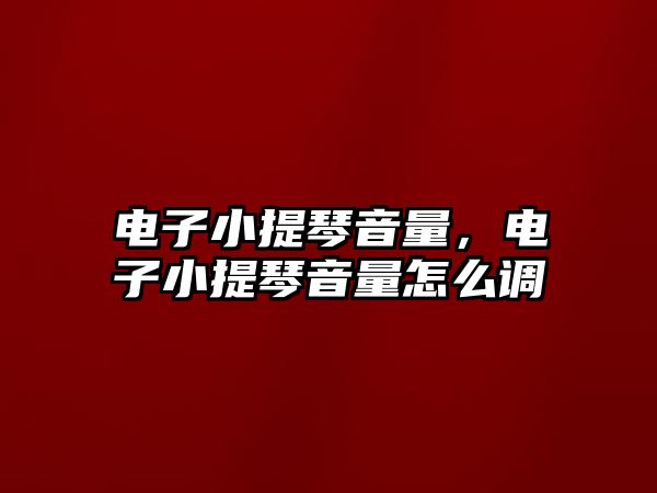 電子小提琴音量，電子小提琴音量怎么調