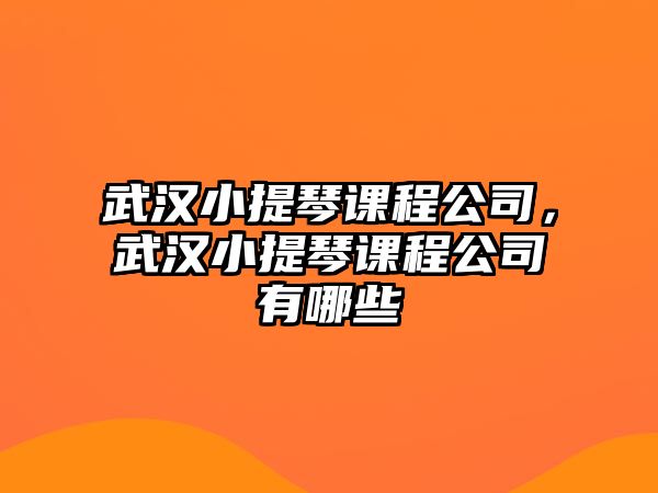 武漢小提琴課程公司，武漢小提琴課程公司有哪些