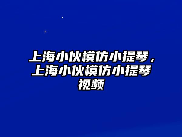 上海小伙模仿小提琴，上海小伙模仿小提琴視頻