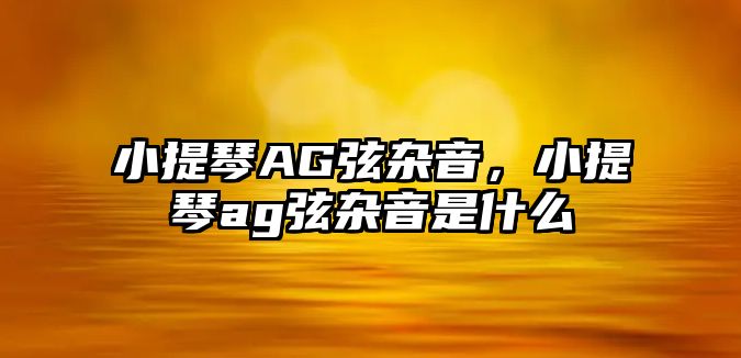 小提琴AG弦雜音，小提琴ag弦雜音是什么