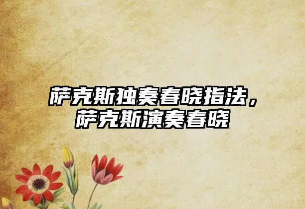 薩克斯獨奏春曉指法，薩克斯演奏春曉