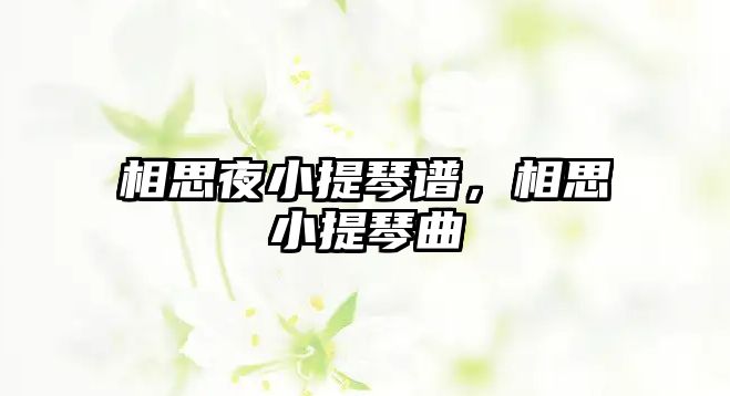 相思夜小提琴譜，相思小提琴曲