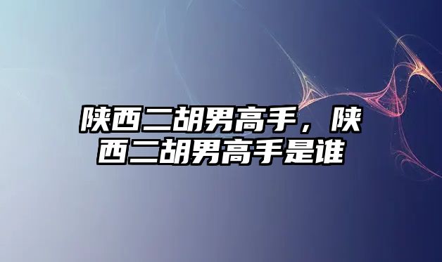 陜西二胡男高手，陜西二胡男高手是誰