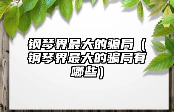 鋼琴界最大的騙局（鋼琴界最大的騙局有哪些）