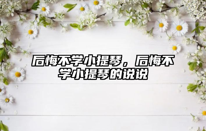 后悔不學小提琴，后悔不學小提琴的說說