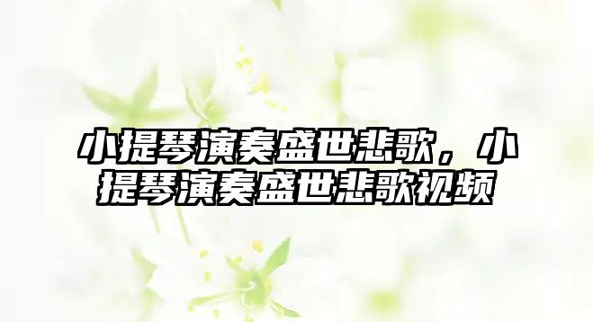 小提琴演奏盛世悲歌，小提琴演奏盛世悲歌視頻