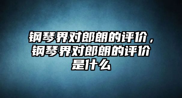 鋼琴界對郎朗的評價，鋼琴界對郎朗的評價是什么