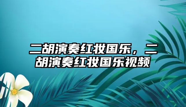 二胡演奏紅妝國樂，二胡演奏紅妝國樂視頻