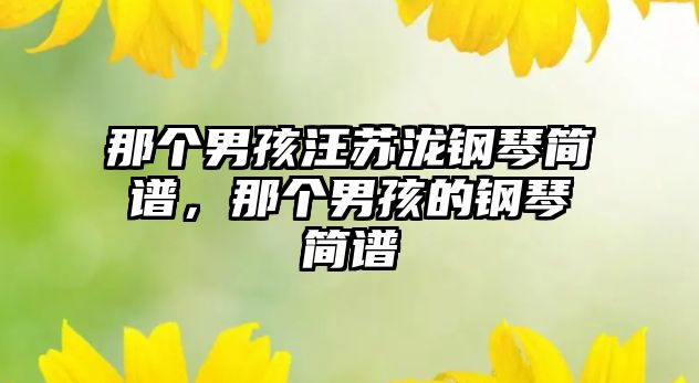 那個男孩汪蘇瀧鋼琴簡譜，那個男孩的鋼琴簡譜