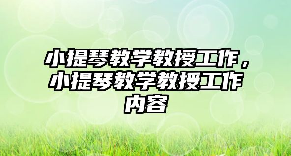 小提琴教學教授工作，小提琴教學教授工作內容