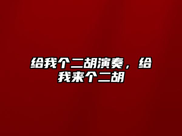 給我個二胡演奏，給我來個二胡