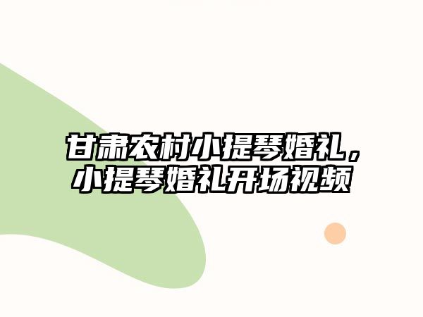 甘肅農(nóng)村小提琴婚禮，小提琴婚禮開(kāi)場(chǎng)視頻