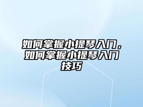 如何掌握小提琴入門，如何掌握小提琴入門技巧