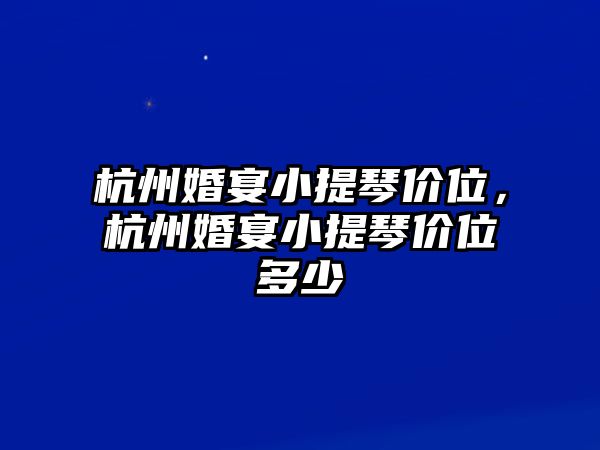 杭州婚宴小提琴價位，杭州婚宴小提琴價位多少