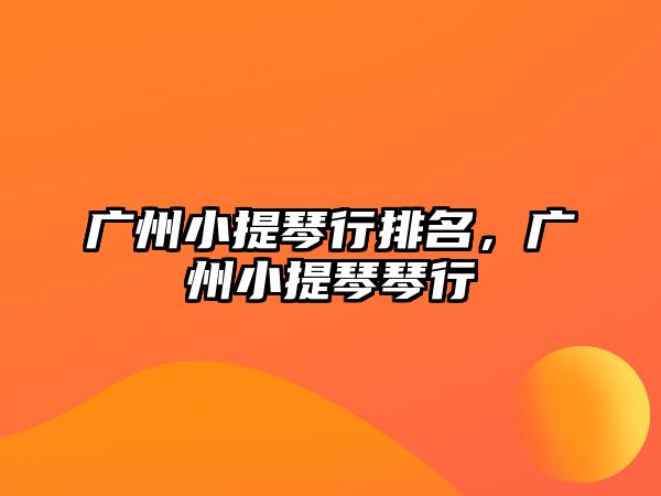 廣州小提琴行排名，廣州小提琴琴行