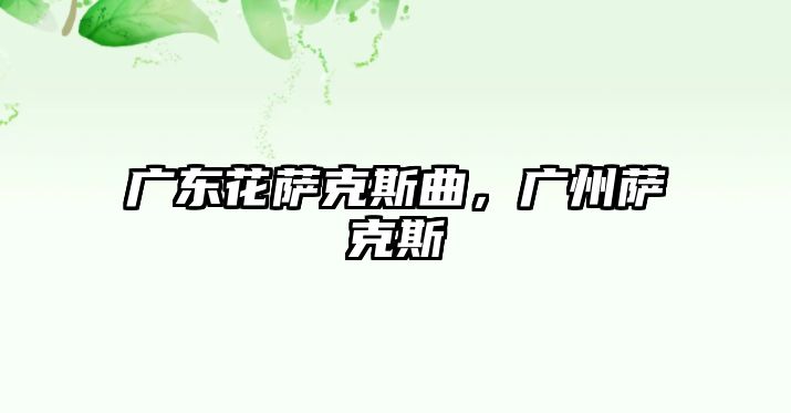 廣東花薩克斯曲，廣州薩克斯