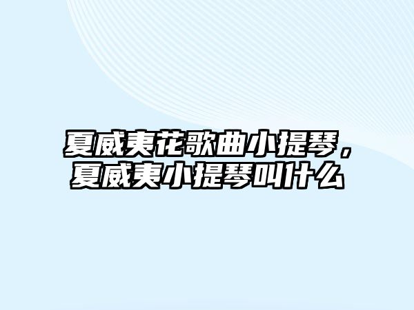 夏威夷花歌曲小提琴，夏威夷小提琴叫什么