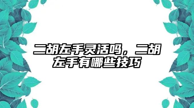 二胡左手靈活嗎，二胡左手有哪些技巧